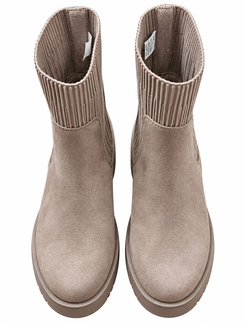 Old Navy Taupe Suede-Look Ribbed Collar Ankle Boots